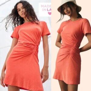 Sundry Size 3 (M/L) Coral Ruched T-Shirt Dress
